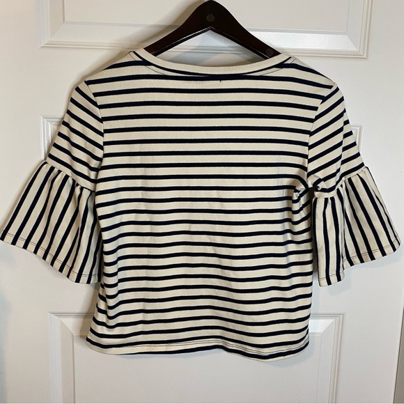 Anthropology W5 Navy Blue White Blouse with Bell Sleeves Size S - Picture 3 of 8
